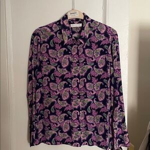 Sandro Purple and Paisley Silk Shirt